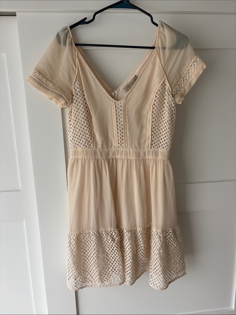 Banana Republic Cream Lace-Panel Mini Dress
